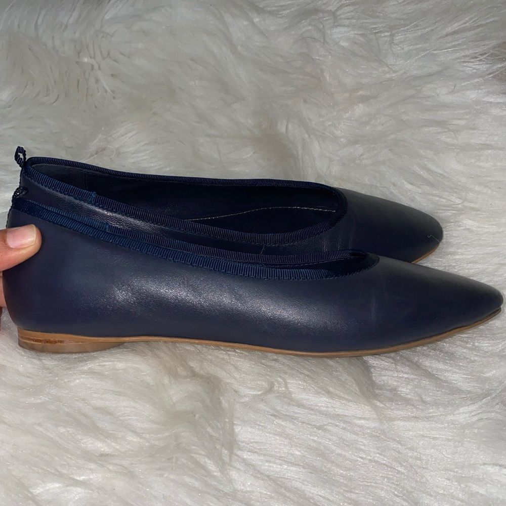 BODEN Almond Toe Navy Blue Ballerina Shoe - Picture 3 of 9